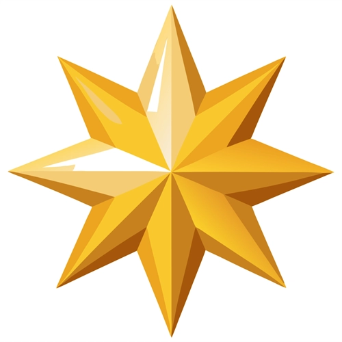 Christmas Decoration Golden 8 Point Star Sticker